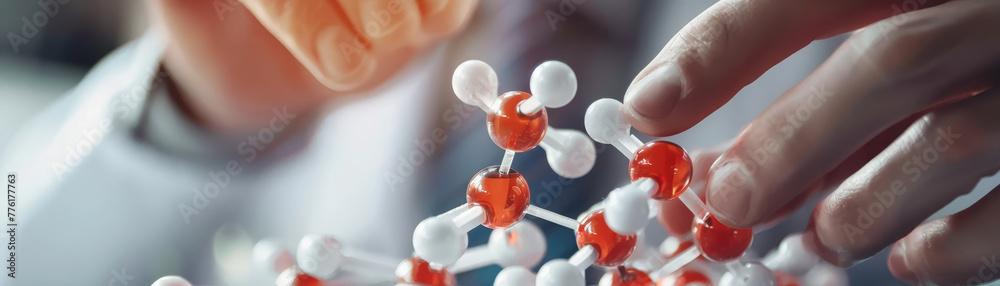 A detailed 3D rendering of a complex molecular structure with colorful ...