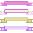 Pixel illustration of 4 title ribbons in retro color 