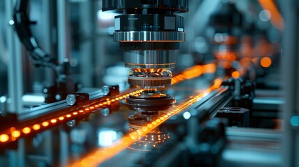 Poster - Close-up of futuristic sensors, with a focus on their role in enhancing factory operations