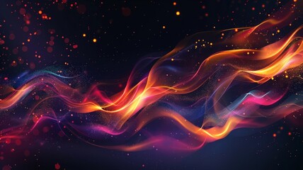 Wall Mural - Vibrant Cosmic Flames Swirling in Ethereal Energetic Interstellar Backdrop of Glowing Celestial Plasma and Galactic Phenomena