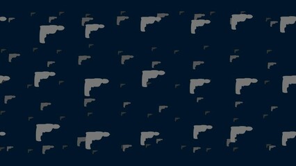 Poster - Electric drill symbols float horizontally from left to right. Parallax fly effect. Floating symbols are located randomly. Seamless looped 4k animation on dark blue background