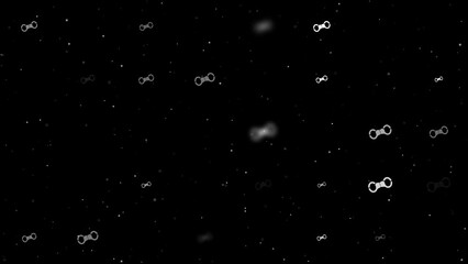 Poster - Template animation of evenly spaced handcuffs symbols of different sizes and opacity. Animation of transparency and size. Seamless looped 4k animation on black background with stars
