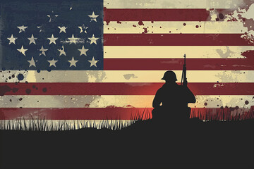 Wall Mural - Proud to be an American: Memorial Day vector illustration art for patriotic celebrations. Generative AI