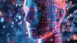 A close-up, 4K rendition of a human head in voxel art, capturing the essence of futurism for tech and digital use