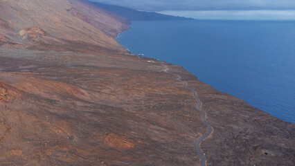Orchilla lighthouse cliff from drone on the island of El Hierro, Canary Islands