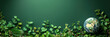 Planet on green background with copy space concept for Earth Day. Banner.