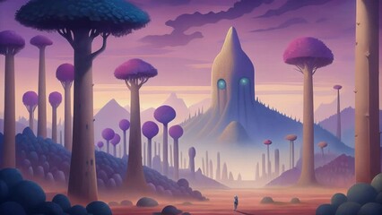 Aufkleber - A surreal landscape with trees standing tall like sentinels guarding the secrets of the enchanted forest.