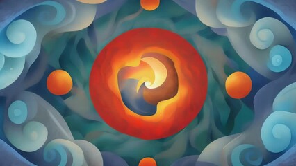 Aufkleber - A mosaic of swirling shapes and colors inspired by the intermingling of all four elements in the natural world.