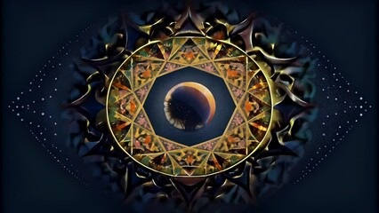 Poster - Intricate geometric patterns inspired by the intricate shadows formed during a partial lunar eclipse.