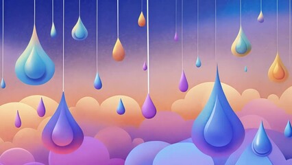 Aufkleber - Technicolor raindrops falling from the ceiling filling the room with a playful atmosphere.