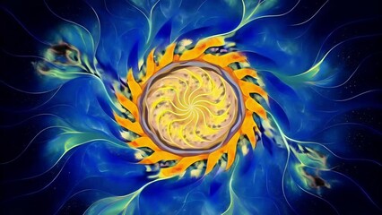 Poster - Electric lines of fluorescent energy swirling and twirling in a chaotic pattern.