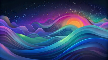 Poster - A sea of iridescent waves in every color of the spectrum boundless and infinite in its beauty and depth.