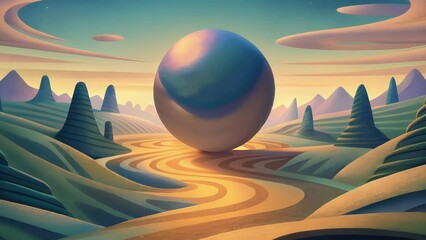 Poster - A distorted landscape of twisted shadows and warped landscapes hinting at the existence of parallel dimensions just beyond our perception.