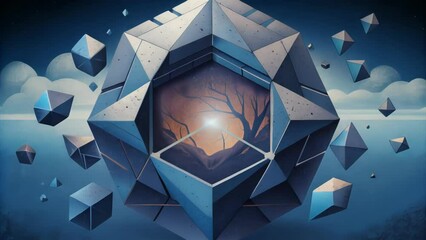 Poster - A shattered reflection of reality with fragmented images and distorted perspectives representing the fragmentation of parallel dimensions.