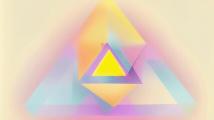 Poster - A soft soothing gradient of pastel yellow and pink triangles merging and blending together.