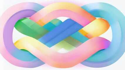 Aufkleber - A playful arrangement of pastel rainbow stripes in geometric shapes overlapping and intertwining with each other.