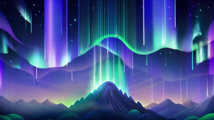 Wall Mural - Gossamer threads of light cascading through the night sky reminiscent of the vibrant hues of an aurora.