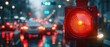 D rendering of a red emergency siren light with traffic in the background. Concept 3D Rendering, Red Siren Light, Emergency, Traffic, Background