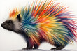 Colorful porcupine wild animal with needle like defensive spines closeup watercolor image 