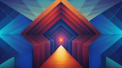 Poster - Angular patterns and bold colors converge at a central point resembling a gateway to enter and explore an unknown dimension.