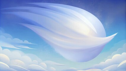 Poster - Abstract strokes of white on a canvas of sky creating a soft and peaceful atmosphere.
