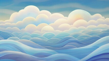 Aufkleber - Soft undulating ripples of clouds in shades of pale blue and cream mirroring a calming ocean.