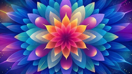 Poster - An explosion of colors and shapes radiate outward evoking the image of a vibrant flowers blooming process.
