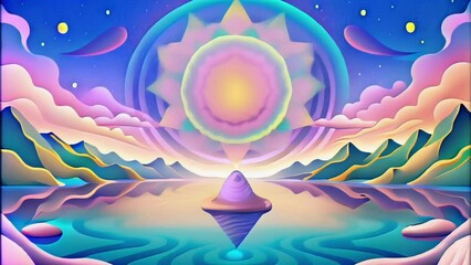 Poster - A psychedelic dreamscape with rippling polychromatic patches resembling a kaleidoscopic fractal.