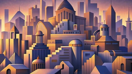 Poster - An abstract cityscape with buildings and streets arranged in a seemingly chaotic manner but still maintaining a sense of order in the chaos.