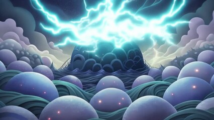 Poster - A stormy sea of electric charges churning and colliding in a neverending cycle of electromagnetic activity.