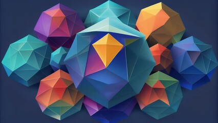Poster - A collection of colorful polygons mimicking the geometric formations found within geodes.