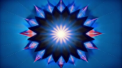 Poster - A geometric explosion of lines and shapes burst outwards representing the release of powerful soundwaves in a sonic boom.
