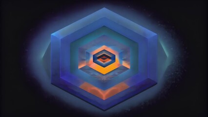 Aufkleber - A mesmerizing optical illusion with hexagonal shapes seemingly floating and shifting on a deep black background.