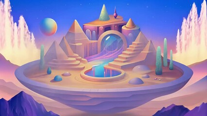 Poster - An otherworldly oasis of shapes and colors where reality and imagination collide.