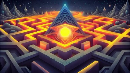 Poster - A fusion of order and chaos as an intricate maze of fractals spreads across the canvas.