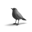 Black crow standing, 3D. Black bird for design concepts on white background. Vector