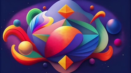 Aufkleber - Vibrant and playful this asymmetrical piece combines unexpected forms and colors for a lively and unpredictable composition.