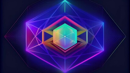 Aufkleber - A captivating array of neon lines and geometric shapes dancing and intertwining in a mesmerizing display of the endless possibilities of the