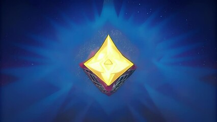 Poster - Prismatic rays burst forth from a complex array of sharp angular forms in a mesmerizing display.