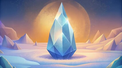 Poster - Glittering shards of crystallized ice jut out from a frozen landscape sparkling in the light of the sun.