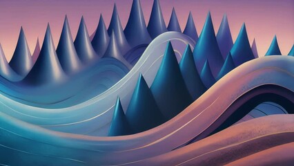 Wall Mural - A symphony of curves and spikes undulating and converging in a fluid yet structured composition reminiscent of a musical waveform.