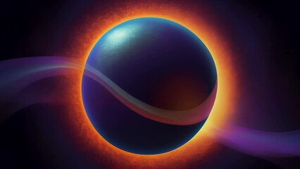 Fototapete - A sweeping curve of light wrapping around a darkened space echoing the striking visuals of a solar eclipse.