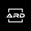 Initial letter ARD logo design. ARD logo design inside square.