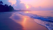 A Secluded Beach Kissed By The First Light Of Dawn, The Soft Sands A Canvas For Nature's Gentle Touch.