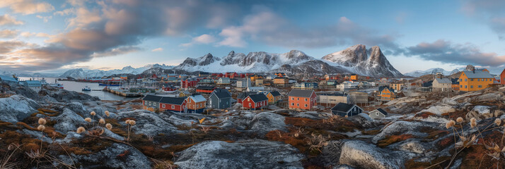 Wall Mural - Great City in the World Evoking Nuuk in Greenland