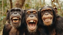 Chimpanzee And Bonobo Smiling Generative Ai