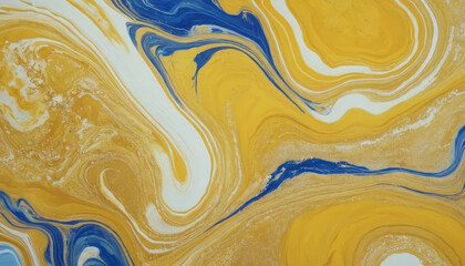 Poster - This painting features vibrant swirls of yellow, blue, and white, creating a dynamic and energetic composition. The colors blend and flow together.
