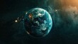 Fantasy earth globe planet on dark space background. Generative AI