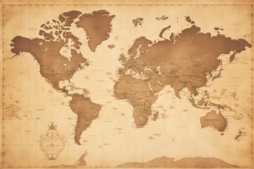  World map, A vintage map of the world in sepia tones, AI generated