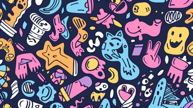 funny line doodle, creative and abstract design with drawing style generative ai